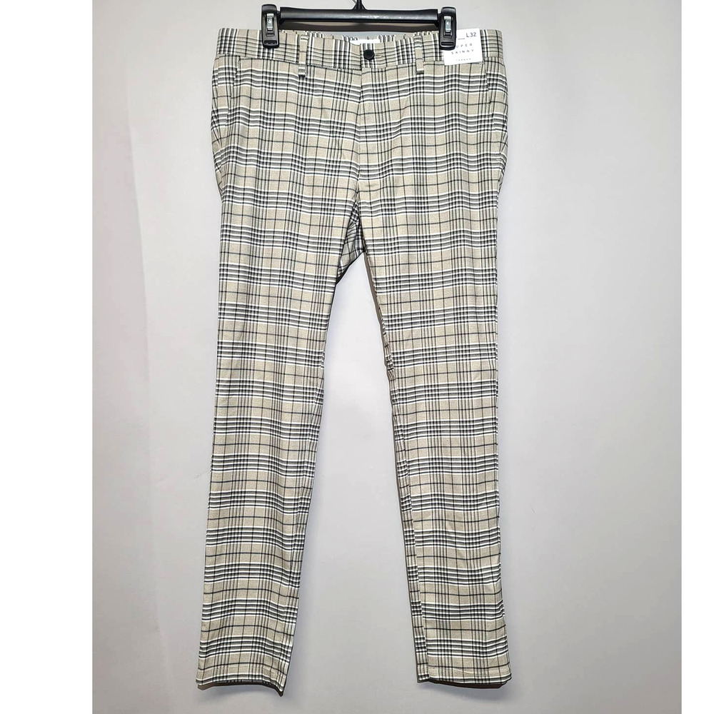 Topman Beige Plaid Dress Pants
